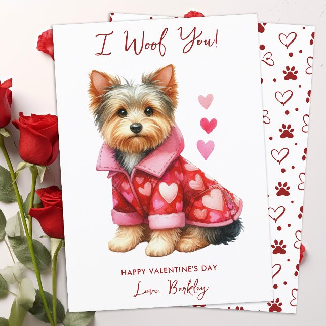 Yorkshire Terrier Dog Personalized Valentines Day Holiday Card (Creator Uploaded)