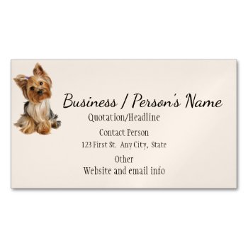 Yorkshire Terrier Dog Pet Animal Logo Animal Business Card Magnet by countrymousestudio at Zazzle