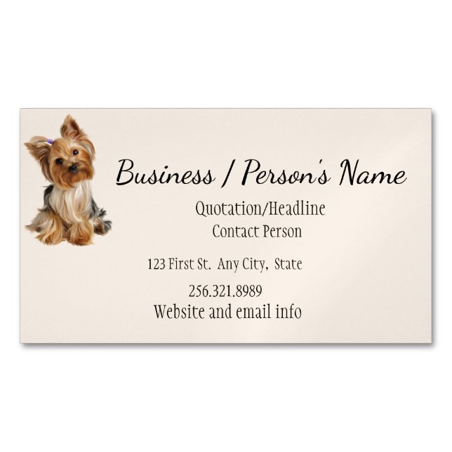 Yorkshire Terrier Dog Pet Animal Logo Animal  Business Card Magnet (Front)