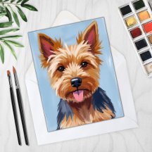 Yorkshire Terrier Dog Portrait Painting Card