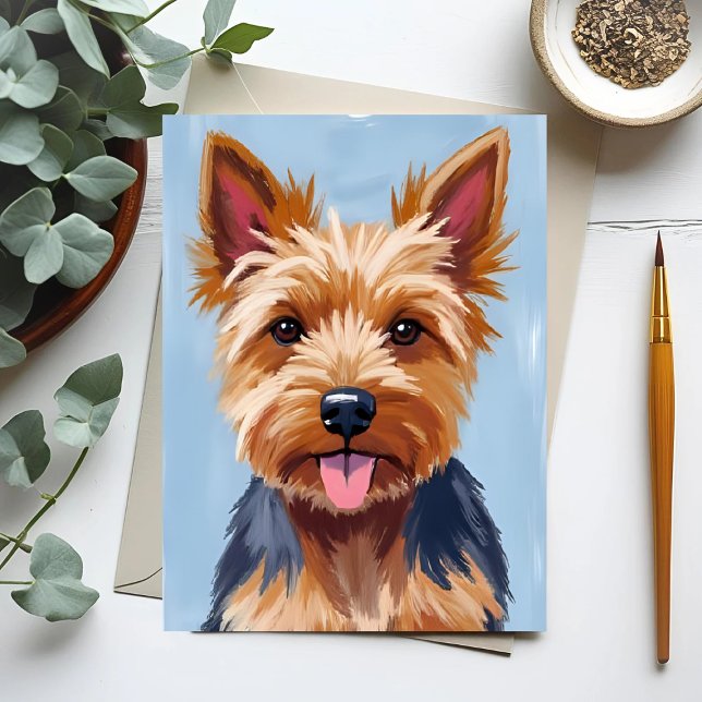 Yorkshire Terrier Dog Portrait Painting Postcard (Creator Uploaded)