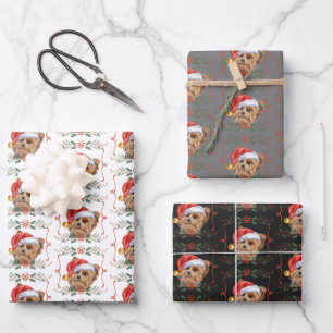 Yorkshire Terrier Dog Santa Christmas Wrapping Paper Sheets