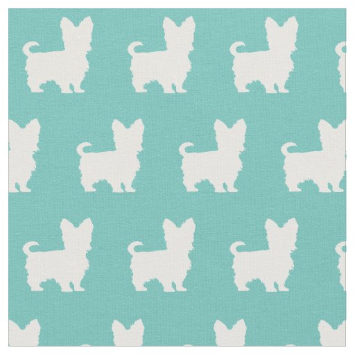 Yorkshire Terrier Dog Silhouette Pet Yorkie Teal Fabric