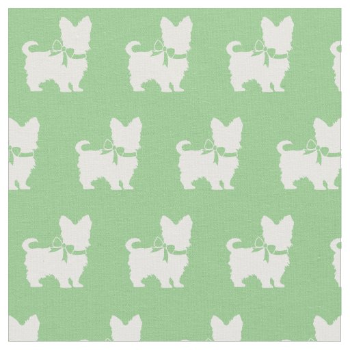 Yorkshire Terrier Dog Silhouette Yorkie Sage Green Fabric