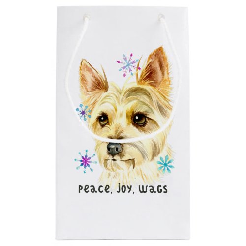 Yorkshire Terrier Dog Snowflakes Christmas Small Gift Bag