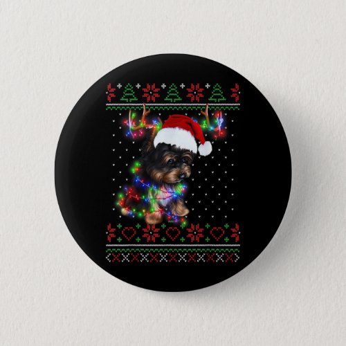 Yorkshire Terrier Dog Ugly Sweater Christmas Puppy Button