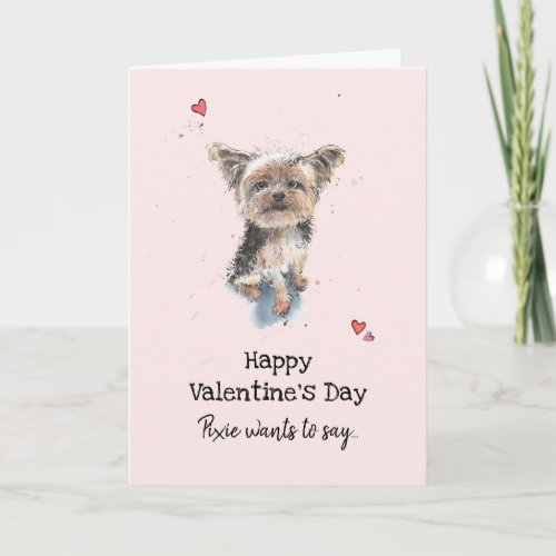 Yorkshire Terrier dog Valentines day Greetings Card