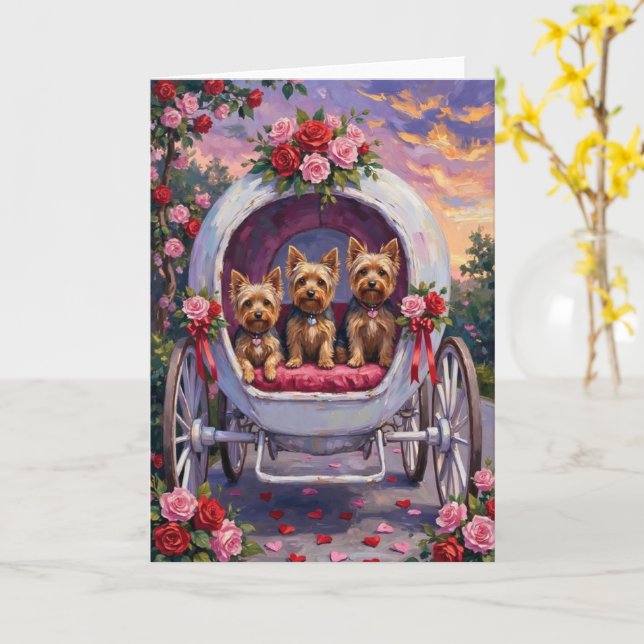 Yorkshire Terrier Dog Valentine's Day Card (Yellow Flower)