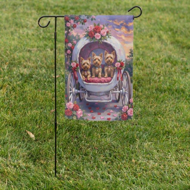 Yorkshire Terrier Dog Valentine's Day Garden Flag (In SItu)