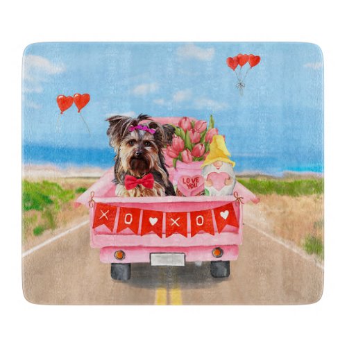 Yorkshire Terrier Dog Valentines Day Truck Hearts Cutting Board