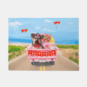 Yorkshire Terrier Dog Valentine's Day Truck Hearts Doormat