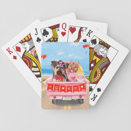 Yorkshire Terrier Dog Valentines Day Truck Hearts Poker Cards