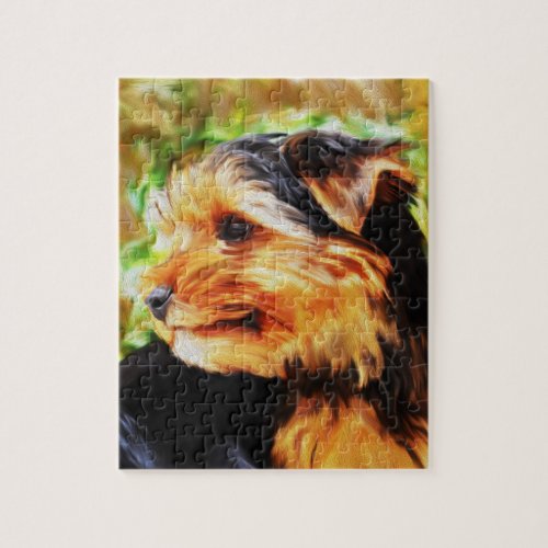 Yorkshire Terrier Dog Watercolor Art Portrait Jigsaw Puzzle