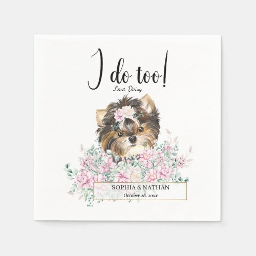 Yorkshire Terrier Dog Wedding Cocktail Napkins