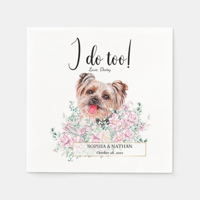 Yorkshire Terrier Dog Wedding Cocktail Napkins (Front)