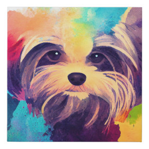 Yorkshire Terrier Dog Wild Nature Animal Colors Ar Faux Canvas Print