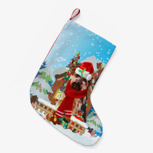 Yorkshire Terrier dog with Christmas gifts Small Christmas Stocking