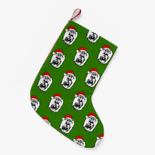 Yorkshire Terrier Dog with Christmas Santa Hat Small Christmas Stocking