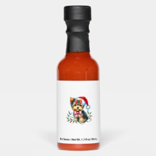 Yorkshire Terrier Dog With Coquette Bow Christmas Hot Sauces