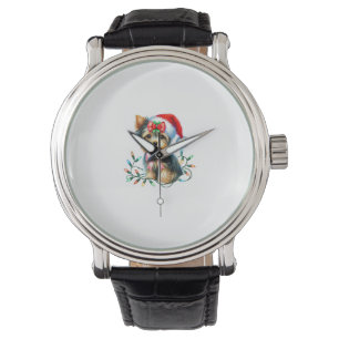Yorkshire Terrier Dog With Coquette Bow Christmas Watch