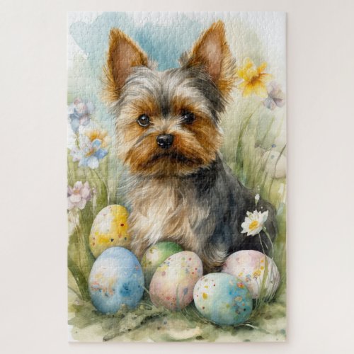 Yorkshire Terrier Dog With Easter Eggs Holiday  Jigsaw Puzzle