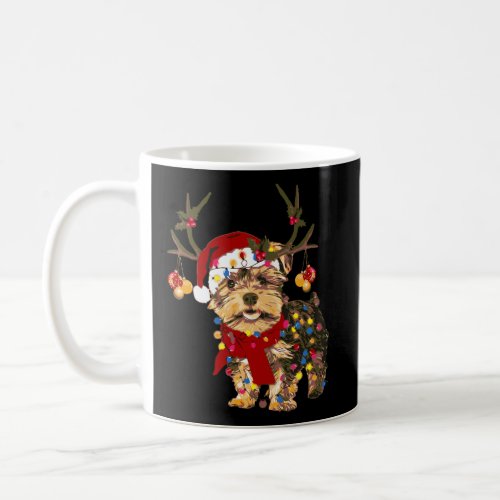 Yorkshire Terrier Dog With Reindeer Horn Funny Chr Coffee Mug