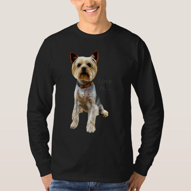 Yorkshire Terrier  Dog Yorkie Mom Dad Love Terrier T-Shirt (Front)