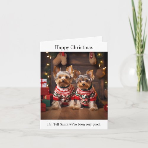 Yorkshire Terrier Dogs Christmas Card