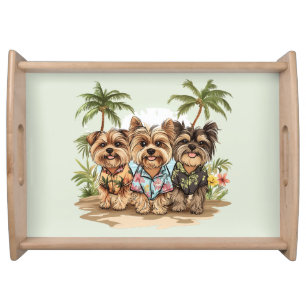 Yorkshire Terrier Dogs Hawaiian Shirts Serving Tray