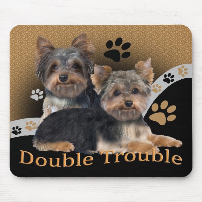 Yorkshire Terrier Double Trouble Gifts Mouse Pad (Front)