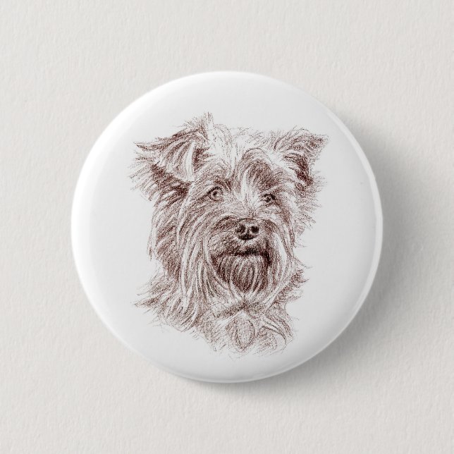 Yorkshire Terrier Drawing Button (Front)
