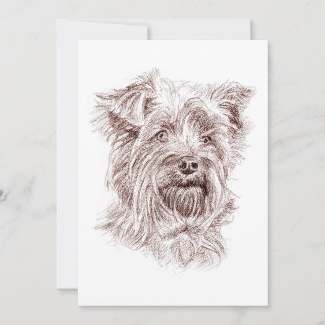 Yorkshire Terrier Drawing Invitation (Front)