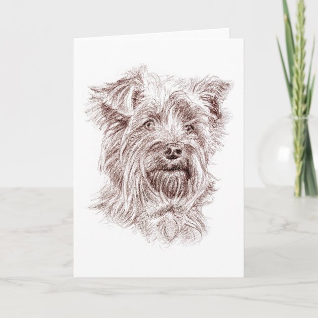 Yorkshire Terrier Drawing Thank You Card (Front)