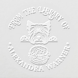 Yorkshire Terrier Eying Burger Library Book Name Embosser