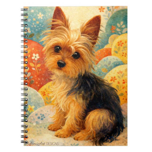 Yorkshire Terrier Floral Art Notebook (Front)