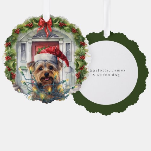 Yorkshire Terrier Front Door Christmas Ornament Card