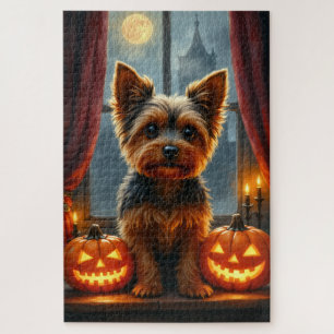 Yorkshire Terrier Gothic Halloween Portrait Art Jigsaw Puzzle
