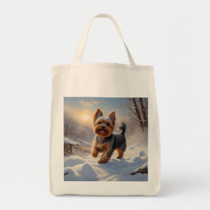 yorkshire terrier grocery tote, yorkie shopping ba tote bag