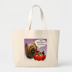 Yorkshire Terrier Halloween Candy Large Tote Bag