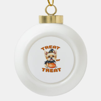 Yorkshire Terrier Halloween Dog Costume �Treat or Ceramic Ball Christmas Ornament