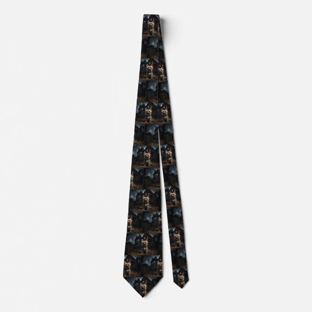 Yorkshire Terrier Halloween Scary  Neck Tie (Front)
