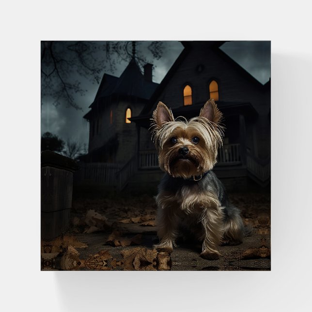 Yorkshire Terrier Halloween Scary  Paperweight (Front)