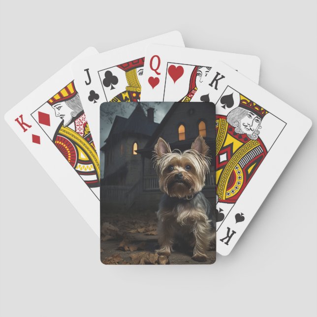 Yorkshire Terrier Halloween Scary  Poker Cards (Back)