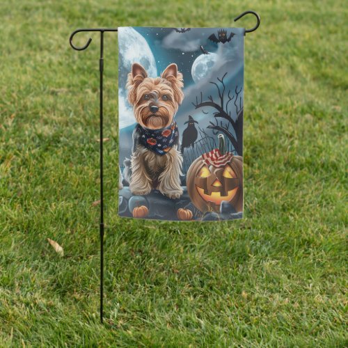 Yorkshire Terrier Halloween Spooky Garden Flag