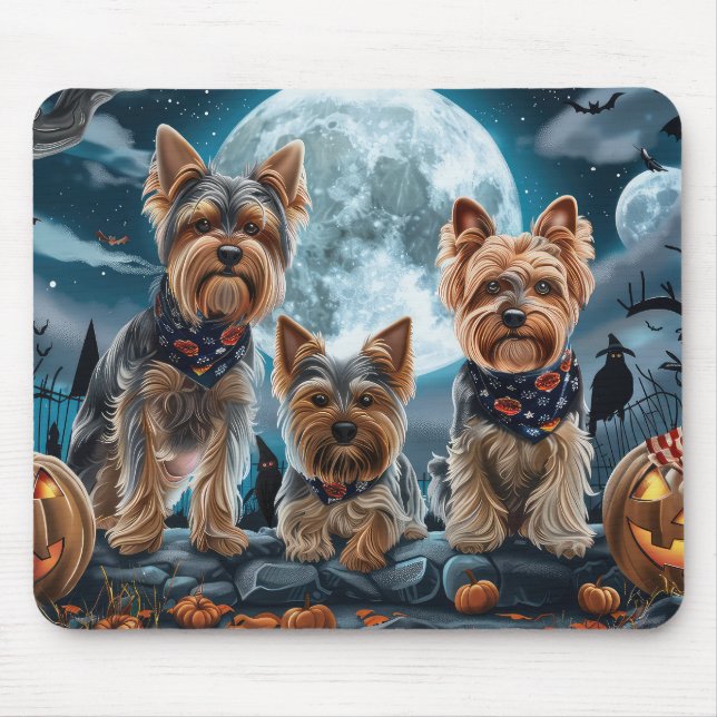 Yorkshire Terrier Halloween Spooky Mouse Pad (Front)