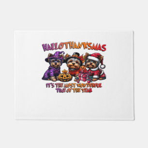 Yorkshire Terrier Halloween Thanksgiving Christmas Doormat