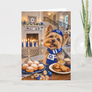 Yorkshire Terrier Hanukkah Latke Card