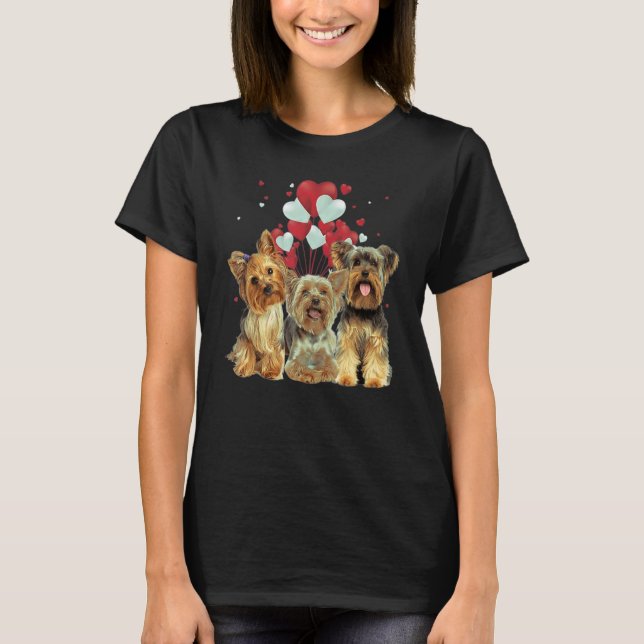 Yorkshire Terrier Heart Love Valentine Balloon T-Shirt (Front)