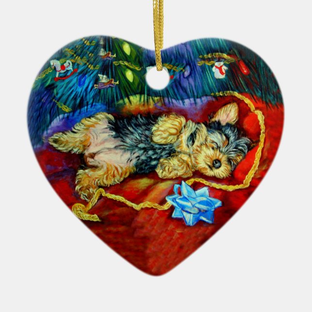 Yorkshire Terrier Heart Ornament (Front)