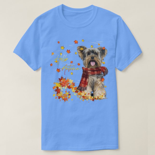 Yorkshire Terrier Hello Autumn For Dog Lover Thank T-Shirt (Design Front)